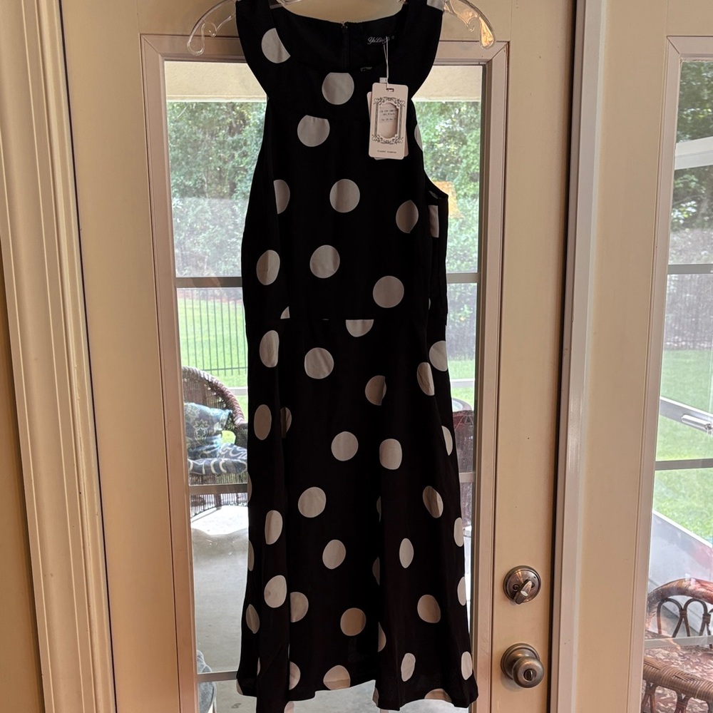 Couer De Vague Black and White Polka Dot Dress